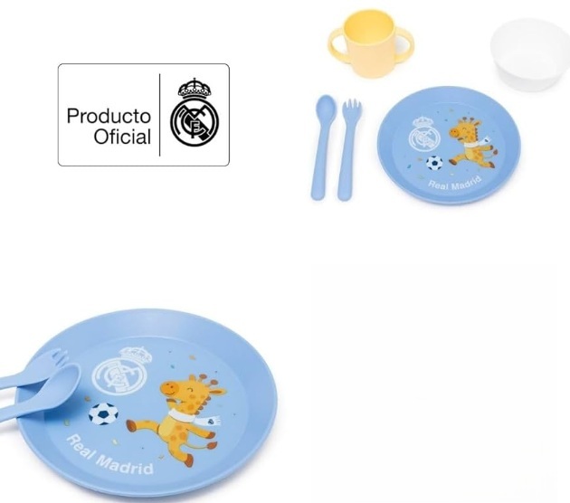Detský obedový set Miniland Real Madrid pri stolovaní